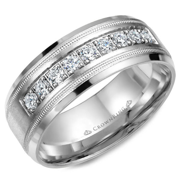 Picture of Milgrain Detailed Round Diamond Men's Wedding Band